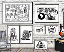 Charger l'image dans la galerie, Illustrations noir blanc sista drum roots sound system