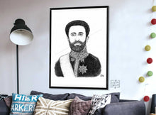 Charger l'image dans la galerie, Hailé Sélassié 1er King of King Lord of Lord Emperor Sa Majesté  roots roots&culture reggae music Afrique toile art dessin stylo bille