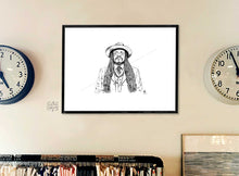 Charger l'image dans la galerie, Luciano Chanteur Reggae Roots Music Rastafari A3 Noir Blanc stylo bille Portrait
