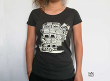 Charger l'image dans la galerie, T shirt Femme Tee Shirt Femme bio velo tricycle ardoise  Jamaique Sound System Afrique