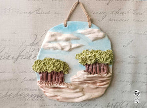 Paysage arbres nature tableau décor mural sistadrum.com atelier sababou céramique argile modelage cours particuliers terre émaillée