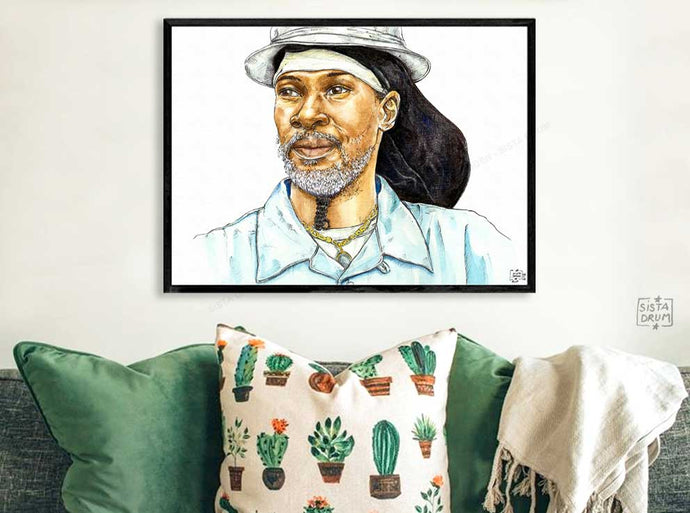 Vaughn Benjamin Afrique Rasta Compositeur Chanteur Jamaique SOund system music reggae Roots Roots&Culture Peinture Gouache dessin Portrait Art 