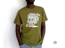 Charger l&#39;image dans la galerie, t shirt tee shirt tee-shirt t-shirts kaki tricycle rasta sista drum coton coton bio 
