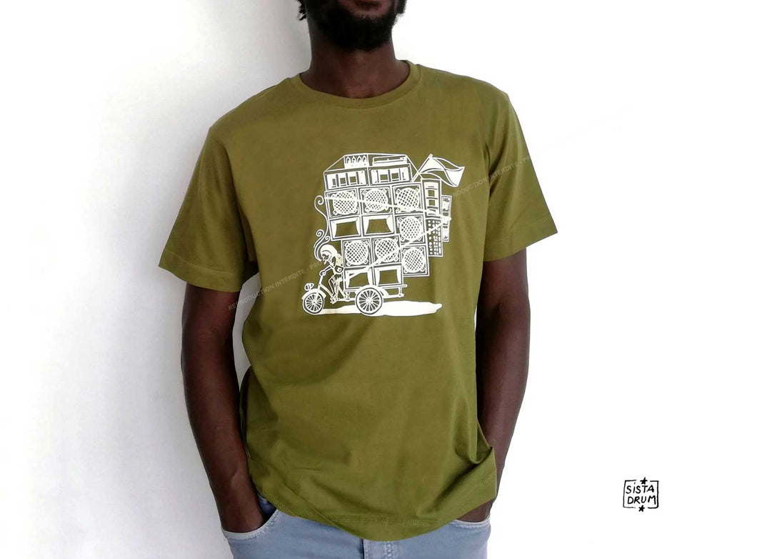 t shirt tee shirt tee-shirt t-shirts kaki tricycle rasta sista drum coton coton bio 