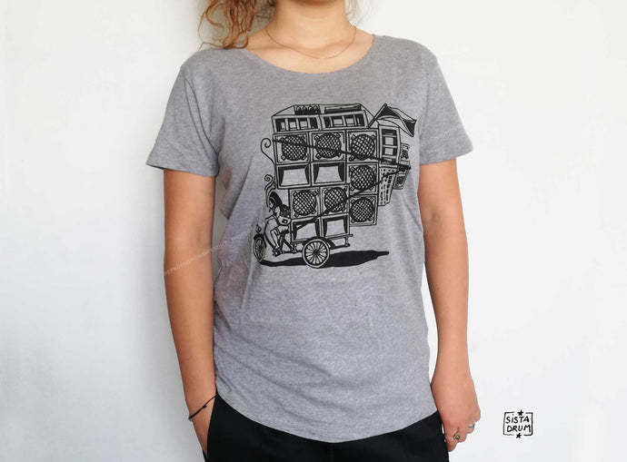 t shirt tee shirt tee-shirt t-shirts gris tricycle rasta sista drum coton coton bio 