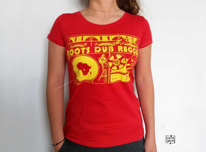 T shirt Femme Tee Shirt Femme bio DUB ROOTS  tee shirt tshirts Jamaique Sound System Afrique