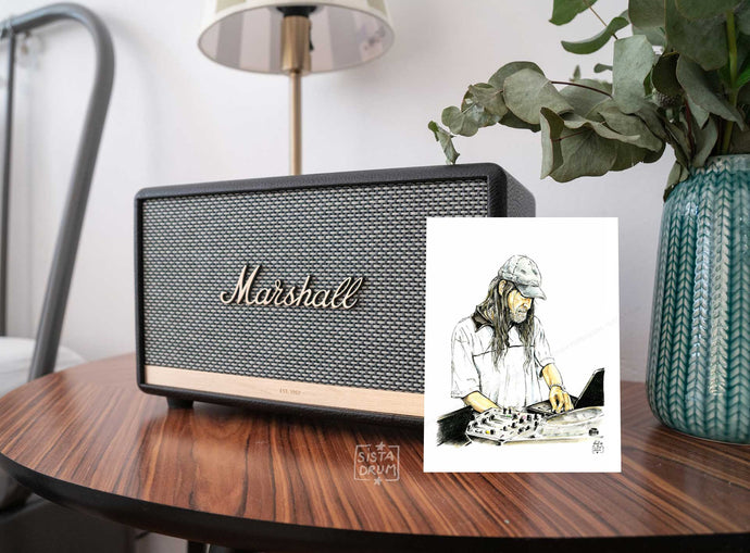 carte postale Jah Tubbys Afrique Rasta Compositeur Chanteur Jamaique SOund system music reggae Roots Roots&Culture Peinture Gouache dessin Portrait Art 